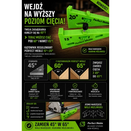 Klin 15° do szyny Festool – Cięcie 60° zamiast 45°,