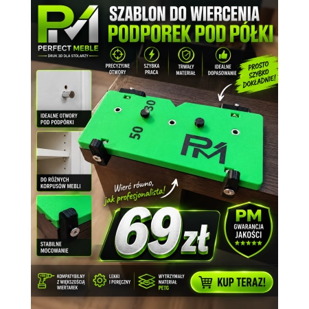Szablon do wiercenia pod podpórki Półek
