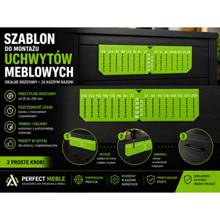 Uniwersalny Szablon Stolarski do Montażu Uchwytów Meblowych